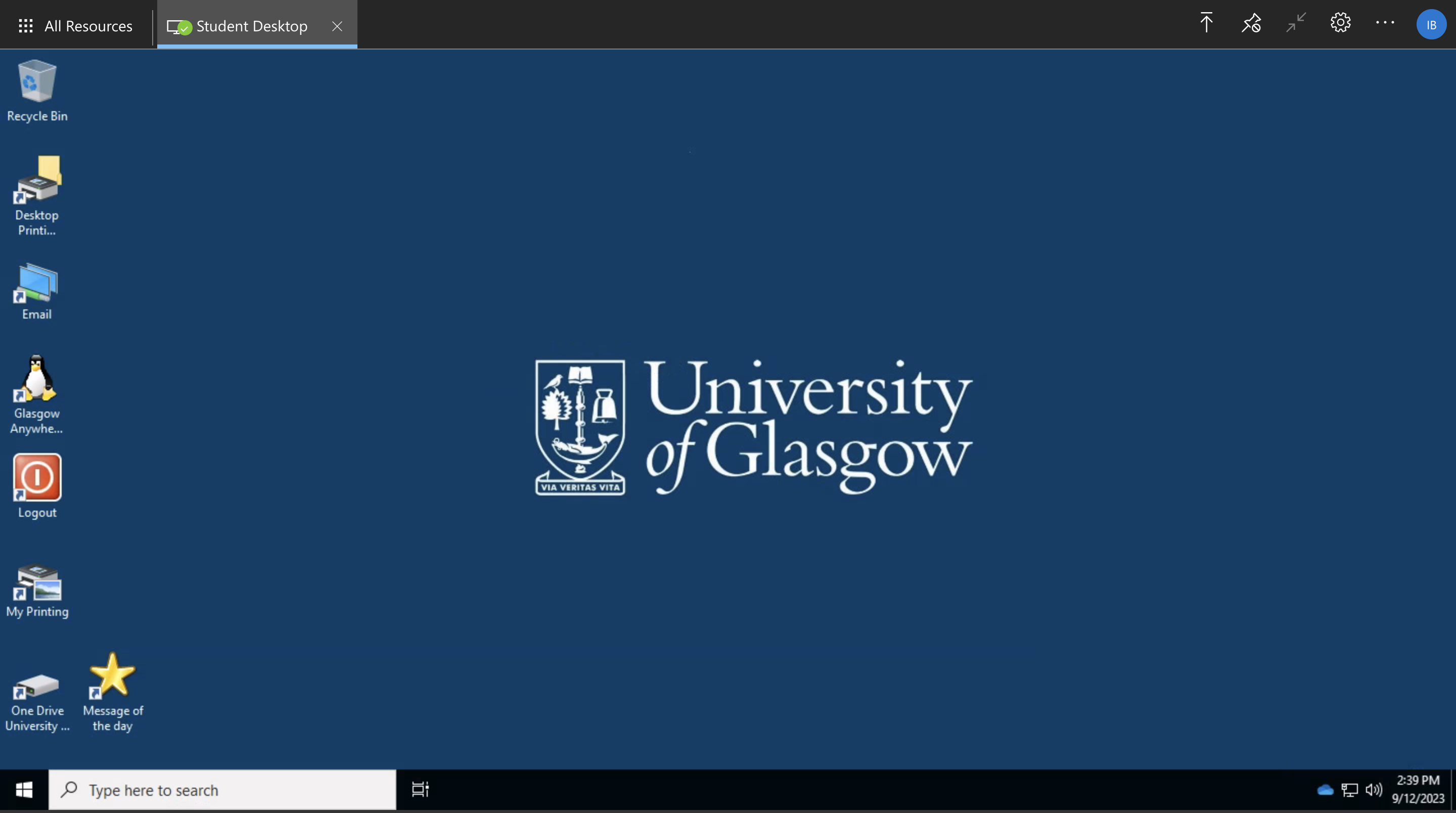 Glasgow Anywhere Student Desktop